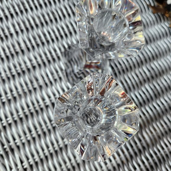 VILLEROY & BOCH ~ Signed Pair Vintage Cocktail Club Crystal Candle Holders ~ 4” - Picture 4 of 4